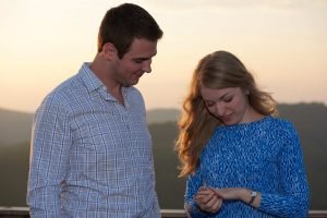 Robinson Engagement Photo. The proposal took place at McCloud Mountain Overlook.