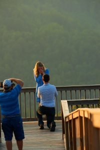 Robinson Engagement Photo at McCloud Mountain. Photographer Dwayne Hickson photographing the question. "Will You Marry Me"